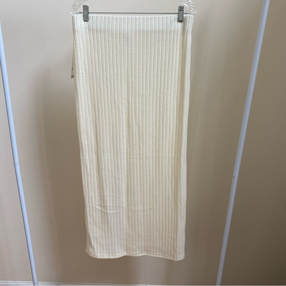 NWT Urban Outfitters cream maxi skirt high slit Sz L - Picture 2 of 6